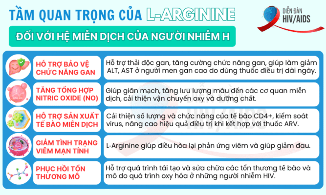 Tầm quan trọng của L-Arginine với hệ miễn dịch của người nhiễm H