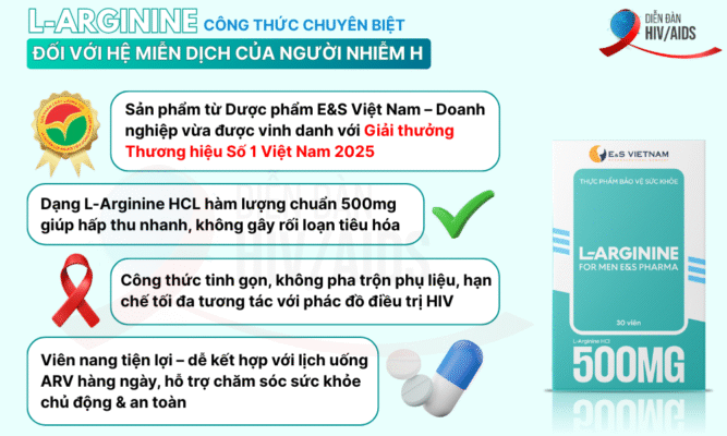 L-Arginine E&S Pharma Với Công Thức Chuyên Biệt Cho Người Nhiễm H
